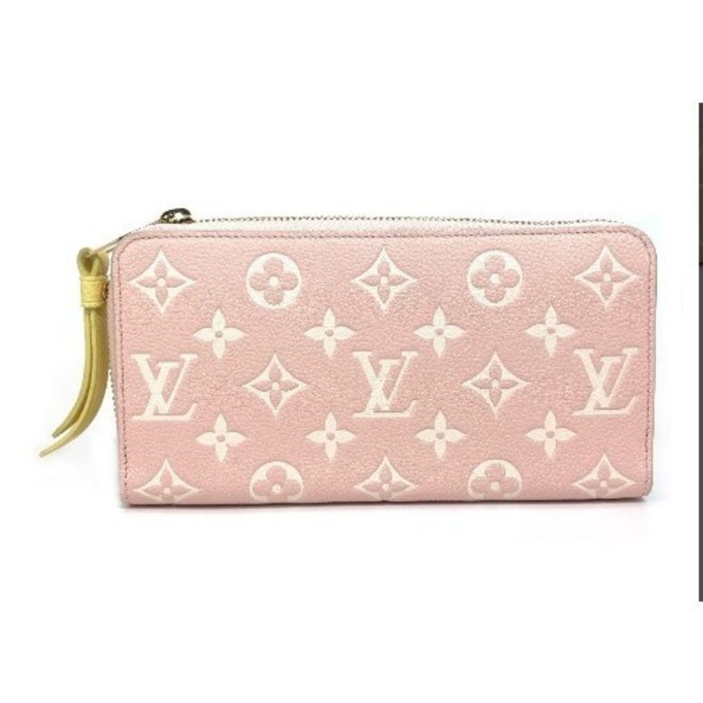 Louis Vuitton Monogram Amplant Zippy Wallet Round Zipper Pink Beige Yellow